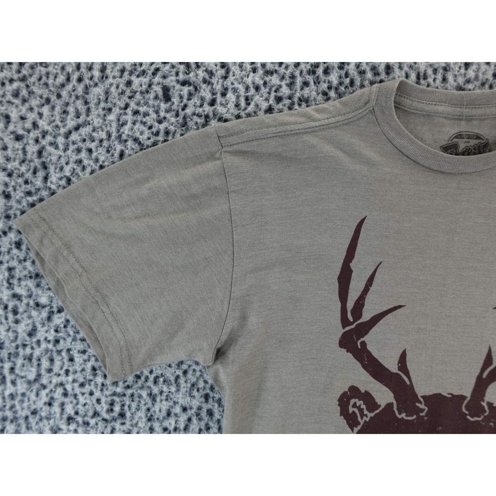Brew City Mens Graphic T Shirt Bear Antlers Beer Print Short Sleeve Gray Large - Picture 2 of 12